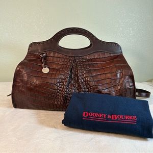 Dooney & Bourke Brown Leather Croc Large Travel Bag